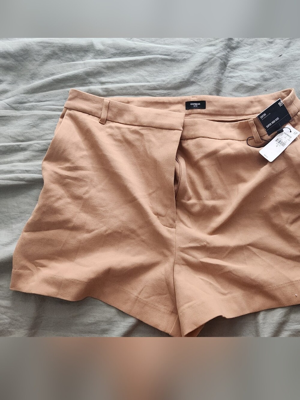 Express Tan High-Rise Tailored Editor Shorts